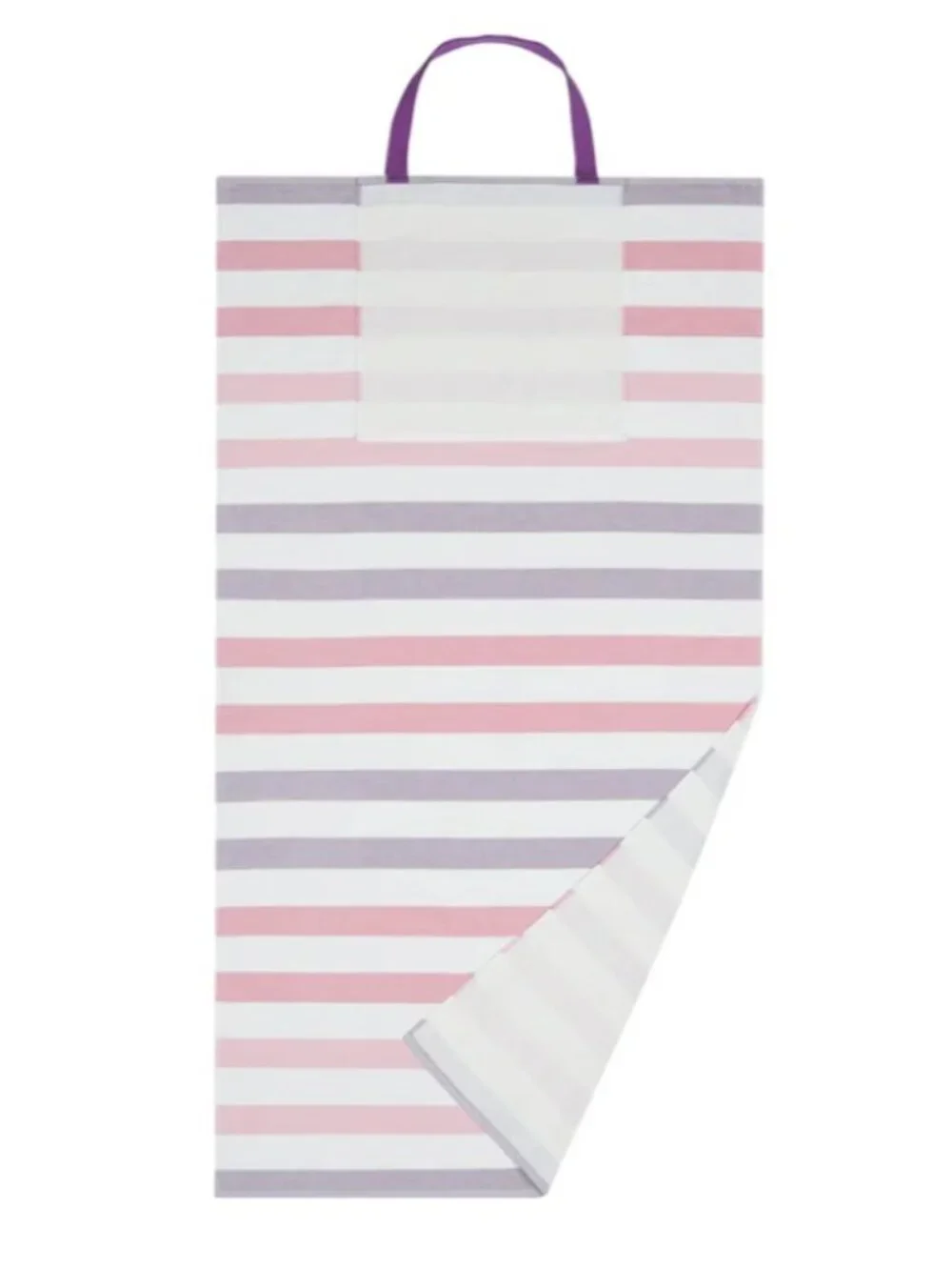 2-in-1 Beach Towel and‎ Tote Bag by Himatsingka | Pink & Purple Striped | NWT